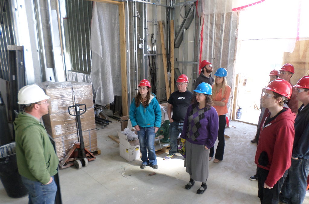 Students on a site visit as part of the Architectural and Civil Engineering at Central Maine Community College.