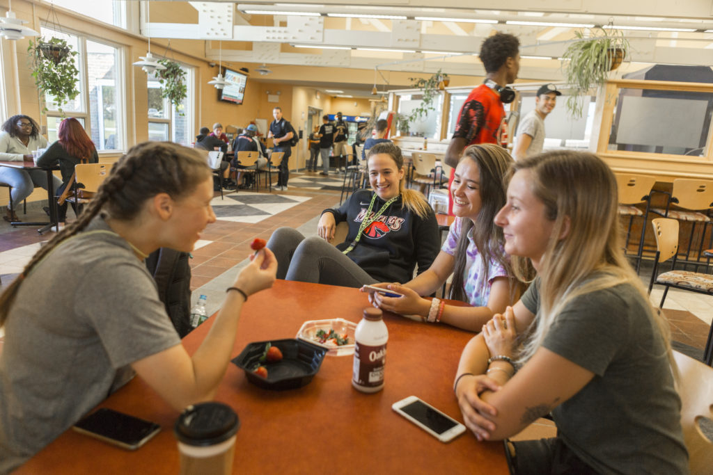 Group of friends in the dining commons