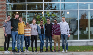 Group of students outside of the Tower