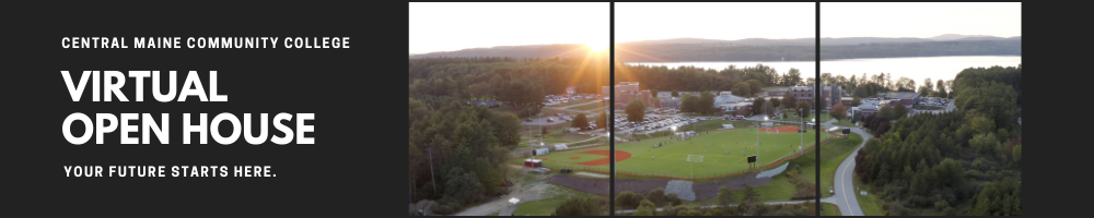 Header that says Virtual Open House with split image of the college campus