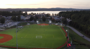 Aerial view of the Central Maine Community College athletic turf facility