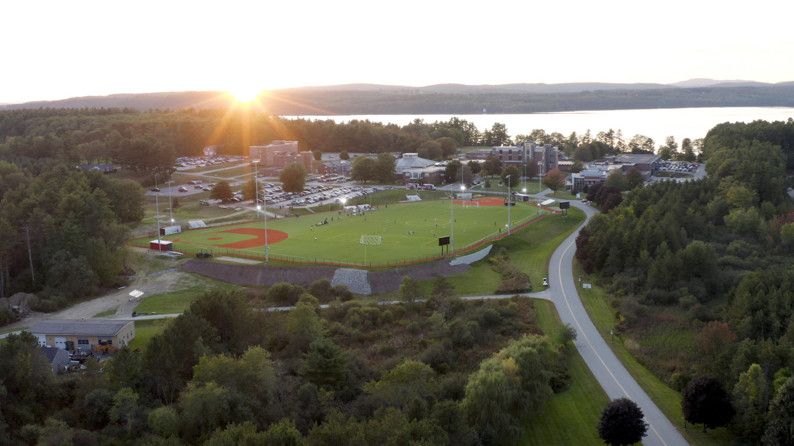 An aerial view of the Central Maine Community College campus