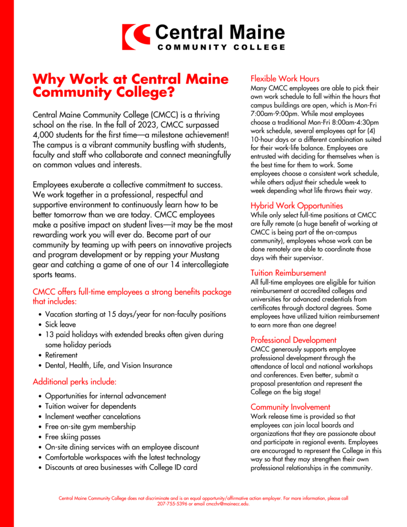 CMCC Jobs at Central Maine Community College